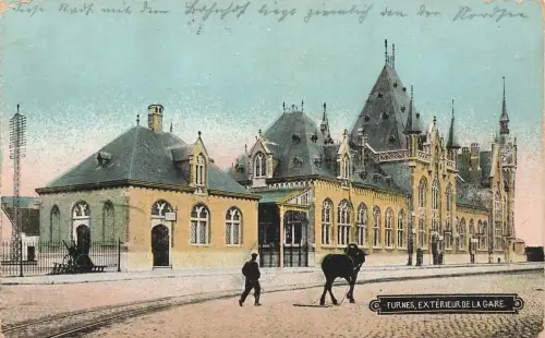 Ansicht Bahnhof in Furnes Frankreich Postkarte AK 1915