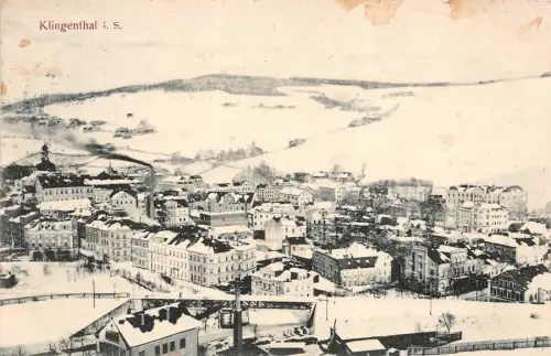 Stadtansicht Klingenthal im Winter Vogtland Sachsen Postkarte AK 1909