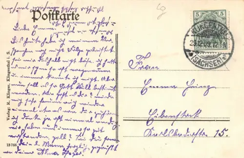 Stadtansicht Klingenthal im Winter Vogtland Sachsen Postkarte AK 1909