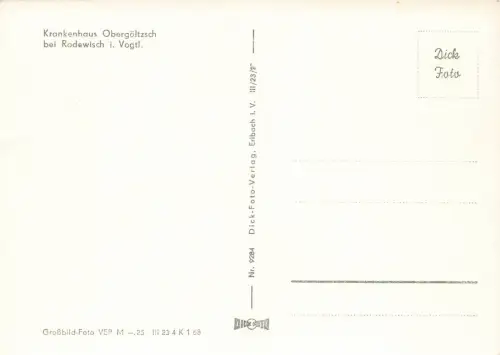 Krankenhaus Obergöltzsch in Rodewisch Vogtland Sachsen Postkarte AK