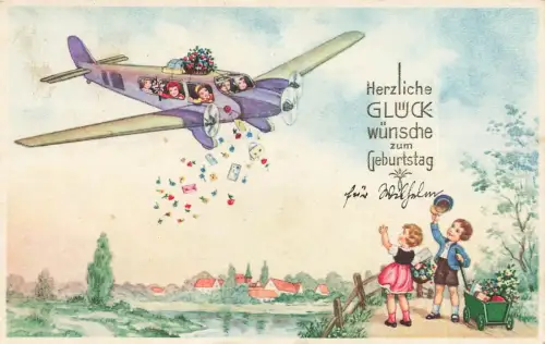 Flugzeugzeug Flug Geburtstag Postkarte 31. 12.1 940 Dresden