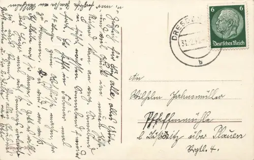 Flugzeugzeug Flug Geburtstag Postkarte 31. 12.1 940 Dresden