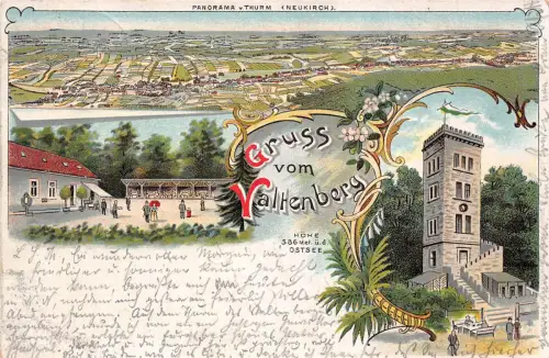 Gruss vom Valtenberg Panorama Thurm Neukirch Postkarte Litho 1900