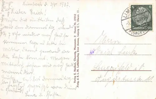 Limbach i. Sa. Orig. Fliegeraufnahme Postkarte AK 1937