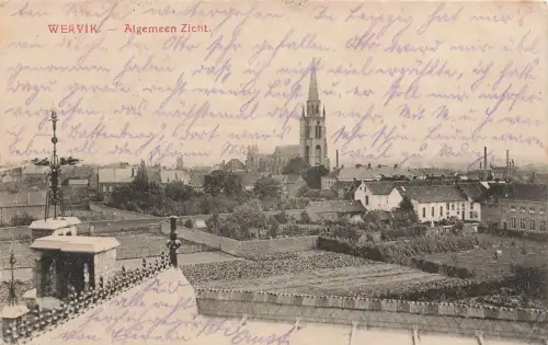 Stadtansicht mit Kirche von Wervik Belgien Postkarte AK 1915
