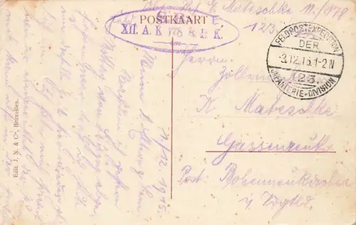 Stadtansicht mit Kirche von Wervik Belgien Postkarte AK 1915