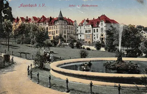Auerbach i.V. Schul- und Moltkestrasse AK 1928