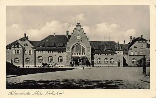 Bahnhof in Schweidnitz Świdnica Schlesien Postkarte AK 1940