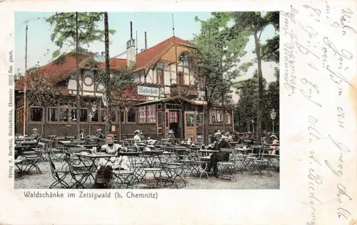 Waldschänke im Zeisigwald bei Chemnitz Postkarte 1908