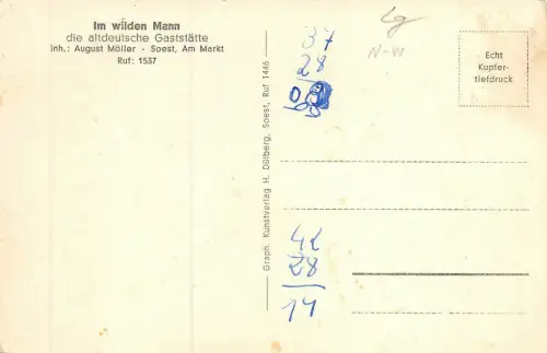 Im wilden Mann altdeutsche Gaststätte Soest Am Markt AK