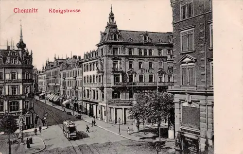 Chemnitz Königstrasse Postkarte 1908