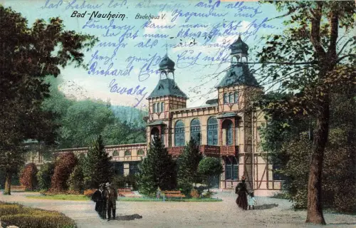 Badehaus V. in Bad-Nauheim Hessen Postkarte AK 1909