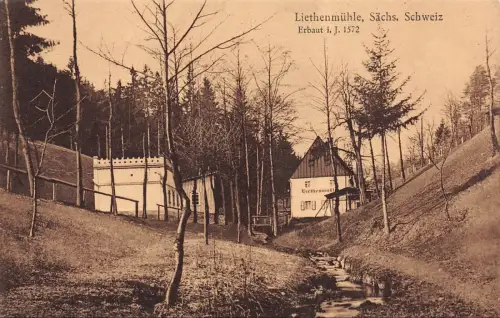 Sommerfrische Liethenmühle Sächsische Schweiz Sachsen Postkarte AK
