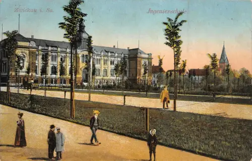 Zwickau i. Sa. Ingenierschule Postkarte 1912