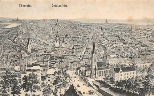 Chemnitz Totalansicht Postkarte
