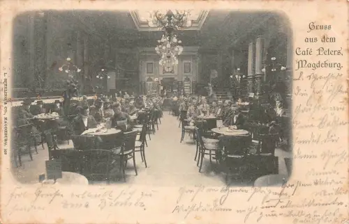 Gruss aus dem Café Peters Magdeburg Postkarte AK 1905