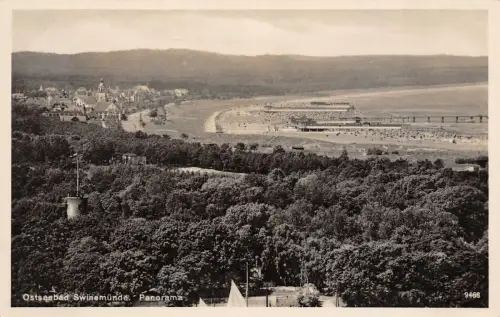 Ostseebad Swinemünde Panorama Postkarte 1933