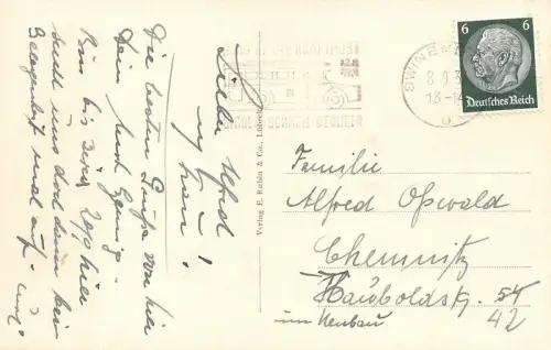 Ostseebad Swinemünde Panorama Postkarte 1933