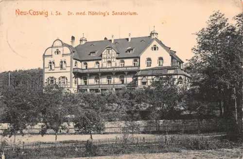Dr. med. Nöhrings Sanatorium in Neu-Coswig Sachsen Postkarte AK 1913