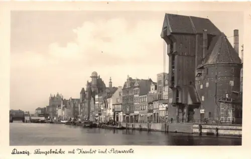 Danzig Langebrücke mit Krantor und Sternwarte AK