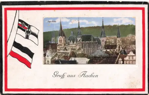 Gruss aus Aachen Postkarte Reichsflagge 1918