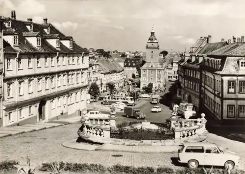 Hauptmarkt mit Bus Ikarus in Gotha Thüringen Postkarte AK 1971