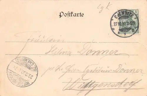 Chemnitz Börse mit Beckerdenkmal Postkarte 1902