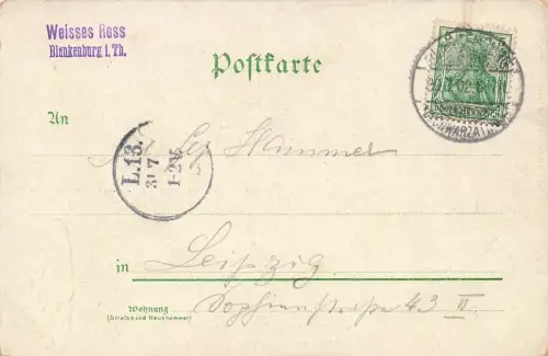 Wasserfall, Eberstein und Ruine Greifenstein Blankenburg Thüringen Litho AK 1902