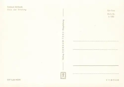 Haus der Erholung Seebad Ahlbeck Mecklenburg-Vorpommern AK