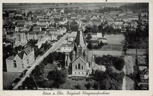 Riesa a. Elbe Original-Fliegeraufnahme Feldpostkarte AK 1941