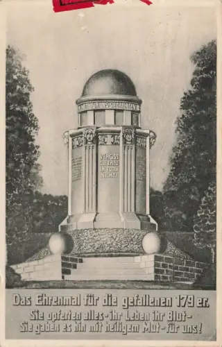 Ehrenmal für die gefallenen 179er Leisnig Sachsen Postkarte AK 1922