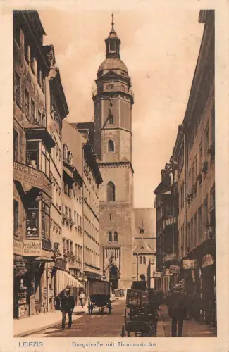 Leipzig Burgstraße mit Thomaskirche Feldpostkarte AK 1914