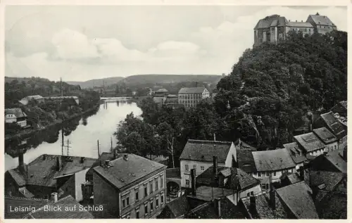 Leisnig Blick auf Schloß Postkarte AK 1935
