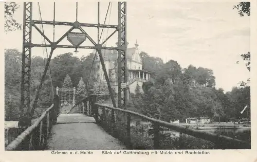 Gattersburg mit Bootstation an der Mulde Grimma Sachsen Postkarte AK 1943