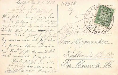 Saalfeld a. S. Eingang in die Stadt Postkarte 1926