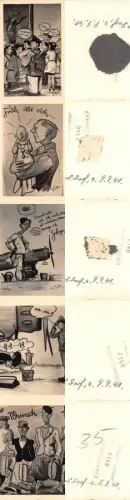 5 Fotos Soldaten lustige Karikatur Flugplatz Schönfeld - Seifersdorf Schlesien