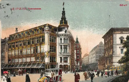 Straßenansicht Petersstraße in Leipzig Sachsen Postkarte AK 1921