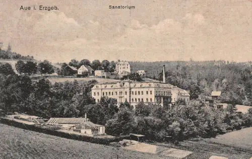 Sanatorium Aue Erzgebirge Sachsen Postkarte AK 1922