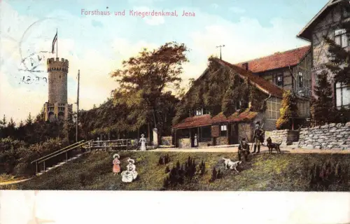 Forsthaus und Kriegerdenkmal Forstturm Jena Postkarte 1916
