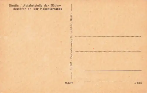 Abfahrtstelle der Bäderdampfer Hakenterrasse Stettin Pommern Postkarte AK