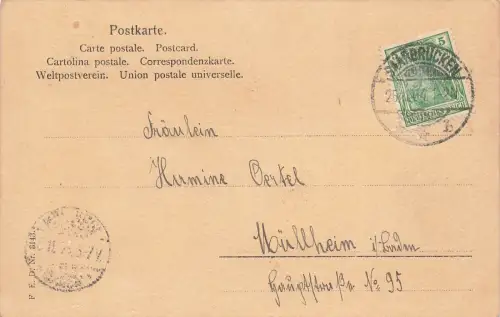 Denkmal auf den Spicherer Höhen St. Johann Saarbrücken Saarland AK 1904