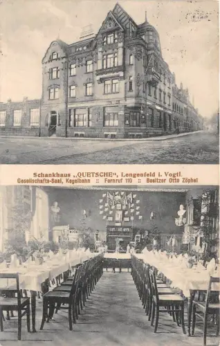Lengenfeld Vogtland Schankhaus QUETSCHE Kegelbahn, Geseltschafts- Saal 1916