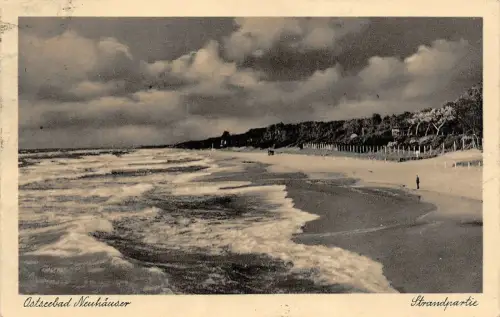 Ostseebad Neuhäuser Strandpartie Postkarte AK 1933
