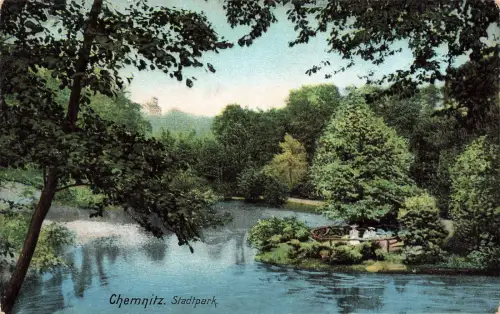 Stadtpark in Chemnitz Sachsen Postkarte AK 1907