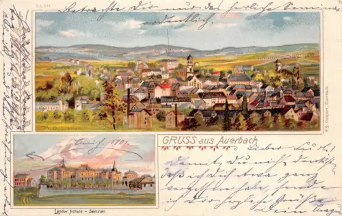 Gruss aus Auerbach Landw. Schule Seminar AK 1901