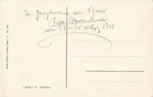 Rathaus in Lissa Wartheland Posen Postkarte AK