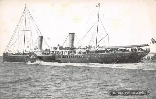 Ostende Sorttie de La Malle Dampfer Postkarte