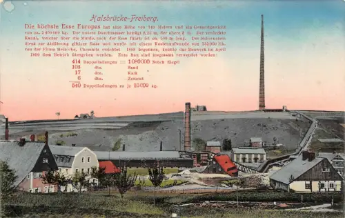 Halsbrücke-Freiberg Höchste Esse Europas Postkarte AK