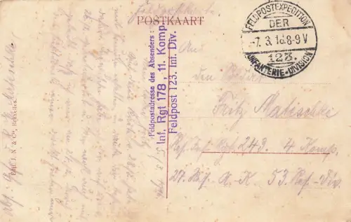 Steenackerplaats in Wervik Flandern Belgien Postkarte AK 1916