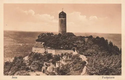 Blick auf den Fuchsturm in Jena Thüringen Postkarte AK